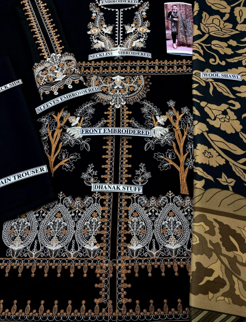 Maria.B D # 108 - 02| 3PC Luxury Dhanak | printed wool Shawl