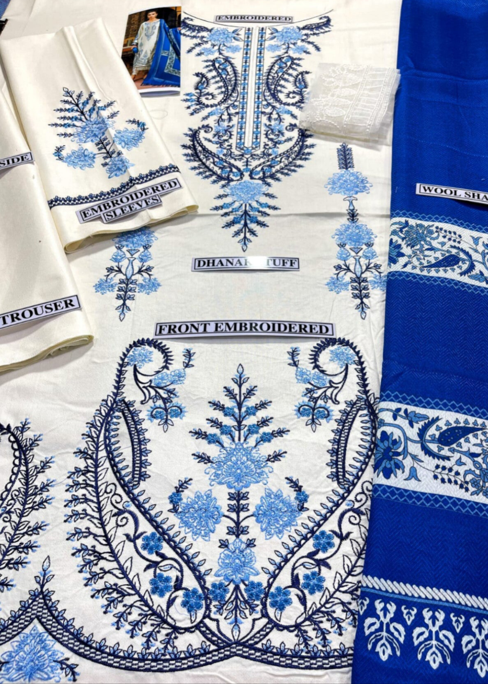 Maria.B D # 109- 01| 3PC Luxury Dhanak | printed wool Shawl