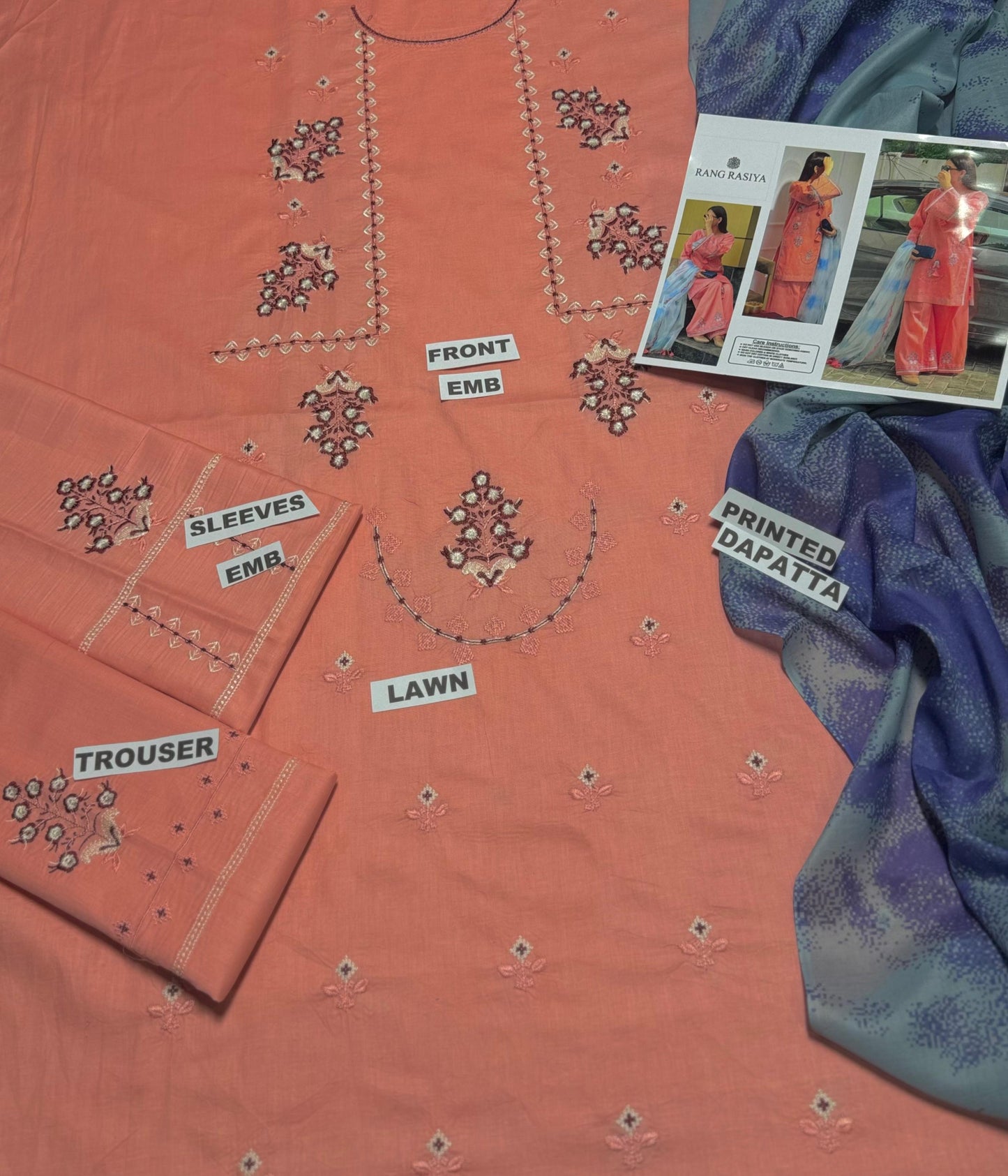 Rang Rasiya D # 54 -01 | 3PC Luxury Lawn | Digital Printed Swiss Lawn Dupatta