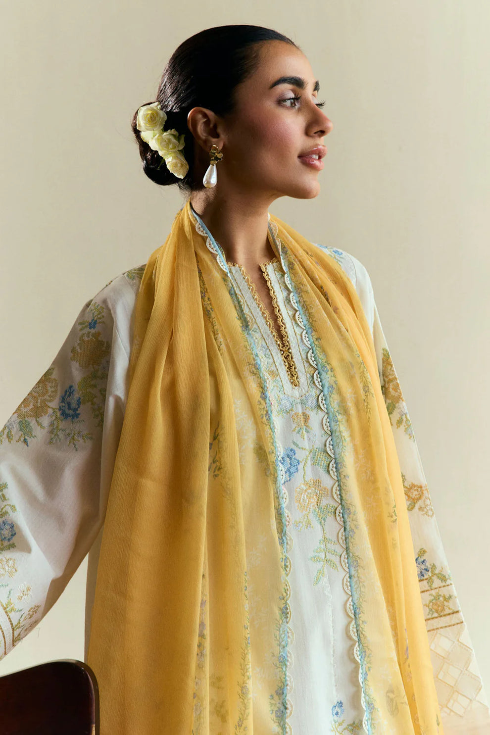 Zara Shahjahan D # 52 - 01 | 3PC Luxury Dhanak | Dhanak Shawl