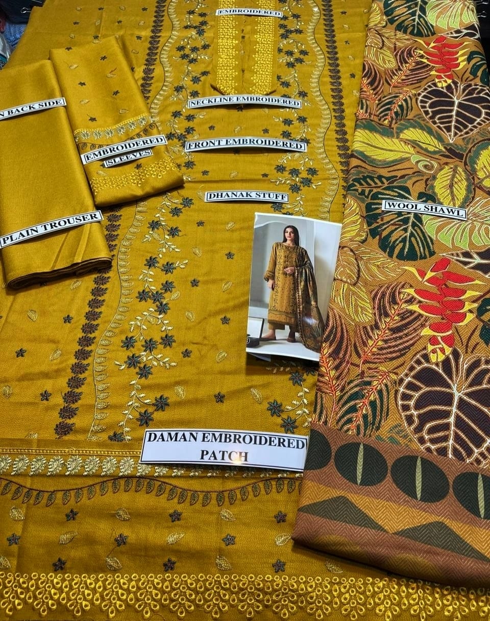 Sobia Nazir D # 112-01| 3PC Luxury Dhanak | Embroidered Dhank Shawl