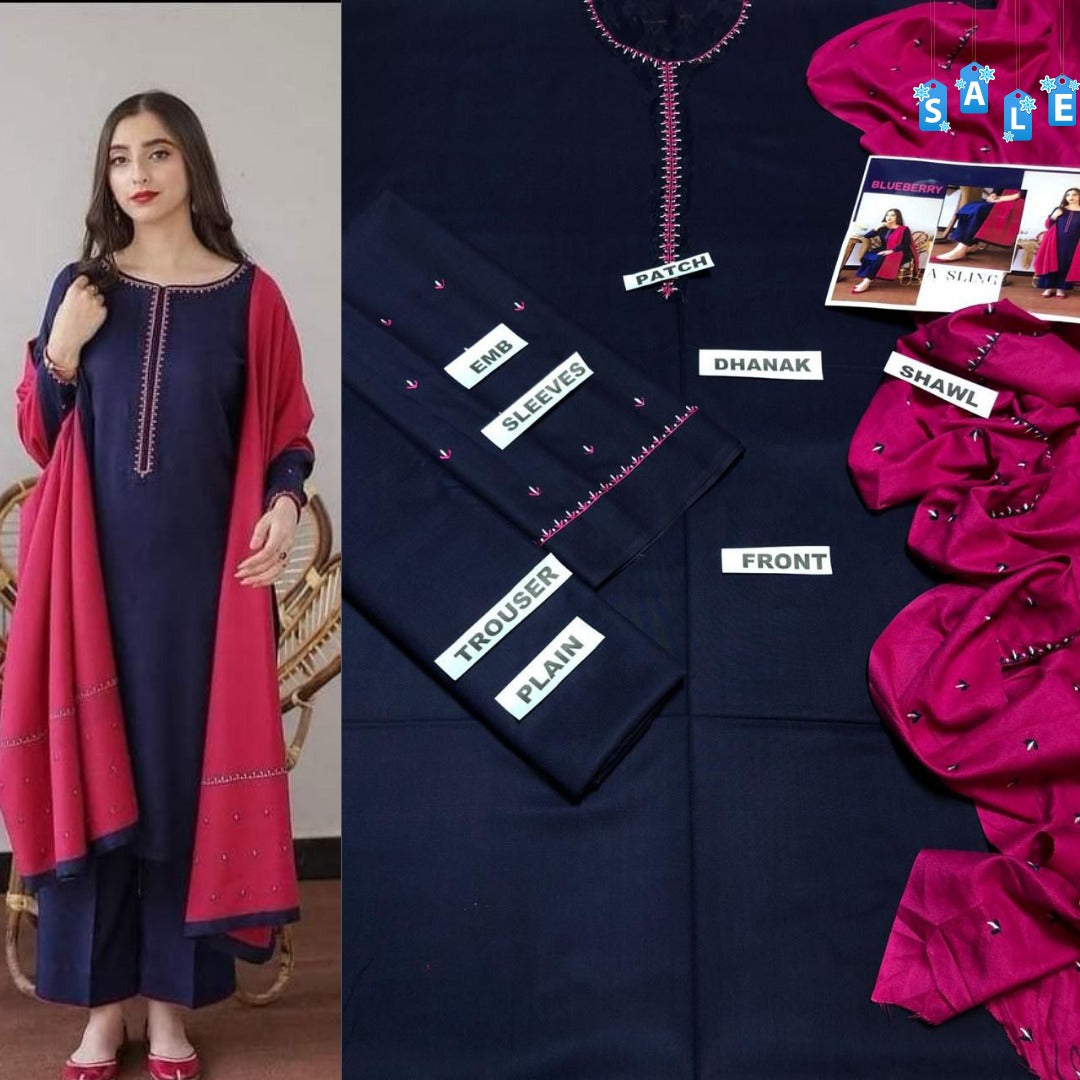 Aisling D # 14 - 01 | 3PC Luxury Dhanak | Culture wool Embroidered shawl