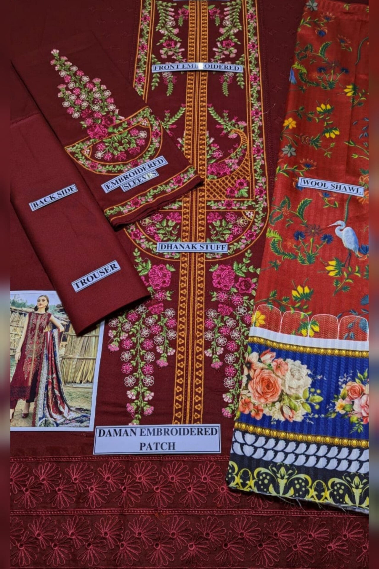 Maria.B D # 103 - 01 | 3PC Luxury Dhanak | Digital Printed Wool Shawl