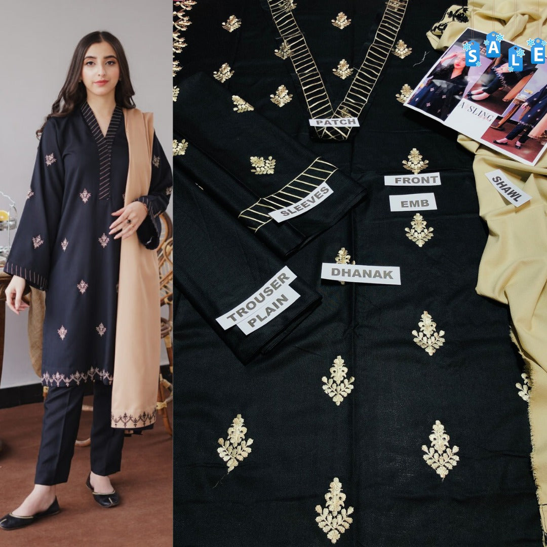 Aisling D # 04 - 01 | 3PC Luxury Dhanak | Couture Wool Shawl