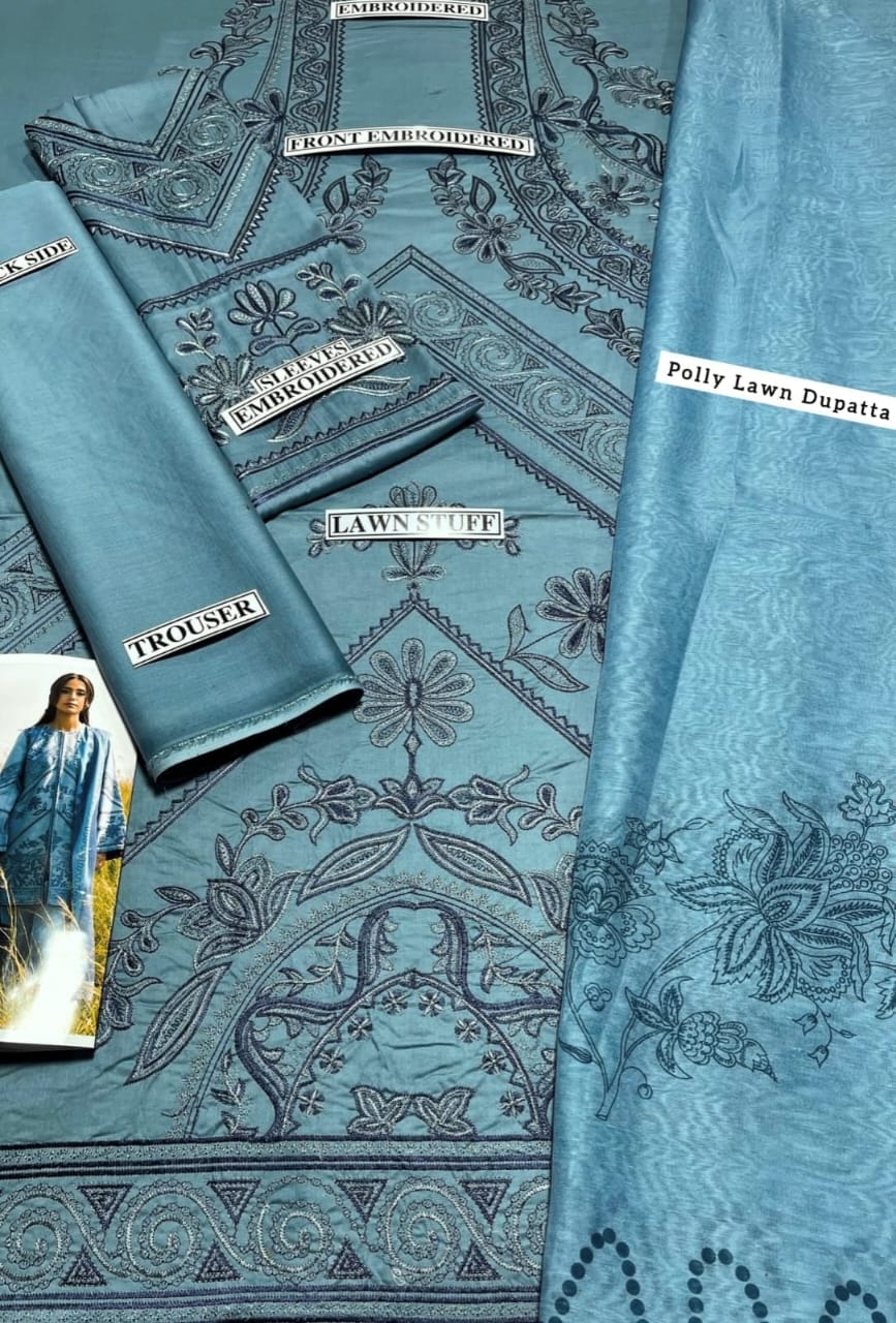 Zara Shahjahan D # 214 - 01 | 3PC Luxury Lawn | Printed Poly Lawn Duppata