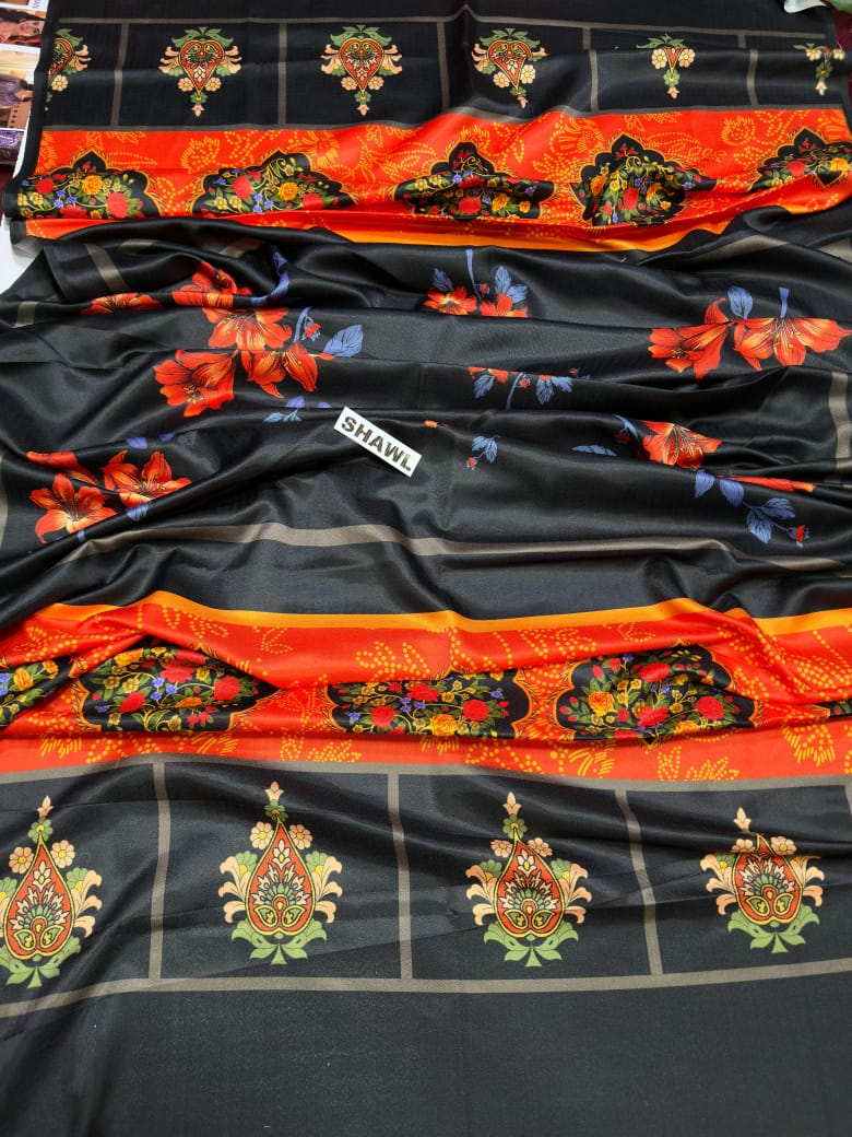 Urge D # 122- 02| 3PC Luxury Dhanak | print twill Pashmina wool shawl