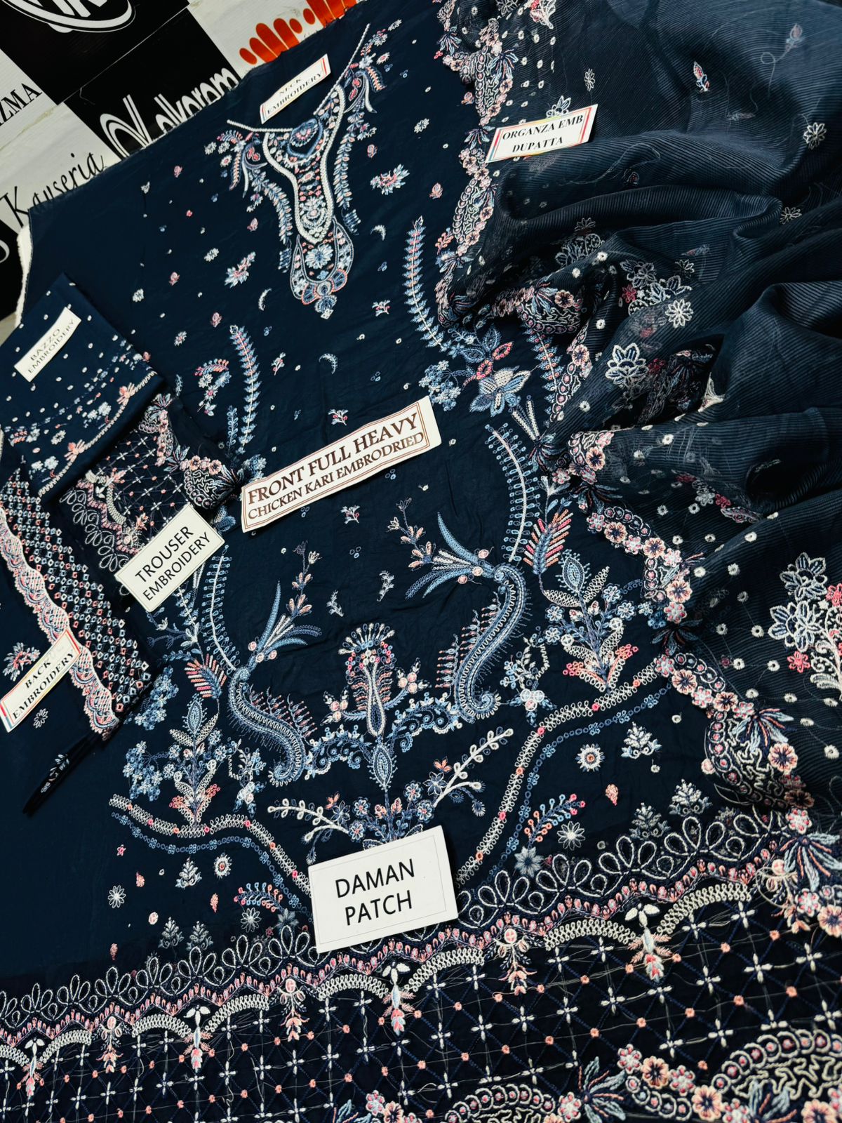 Zara Shahjahan D # 285 - 01 | 3PC Luxury Lawn | Slub Khaddi Duppata with Embroidered 4 Pallu