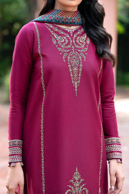 Jazmin D # 347 - 01 | 3pc Dhanak Embroidered Shirt | Wool Print Shawl