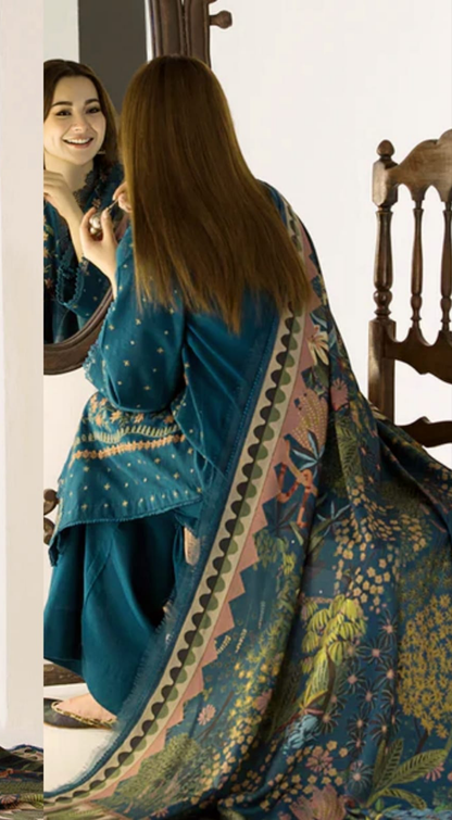 Sobia Nazir D # 111-01| 3PC Luxury Dhanak | Embroidered Dhank Shawl