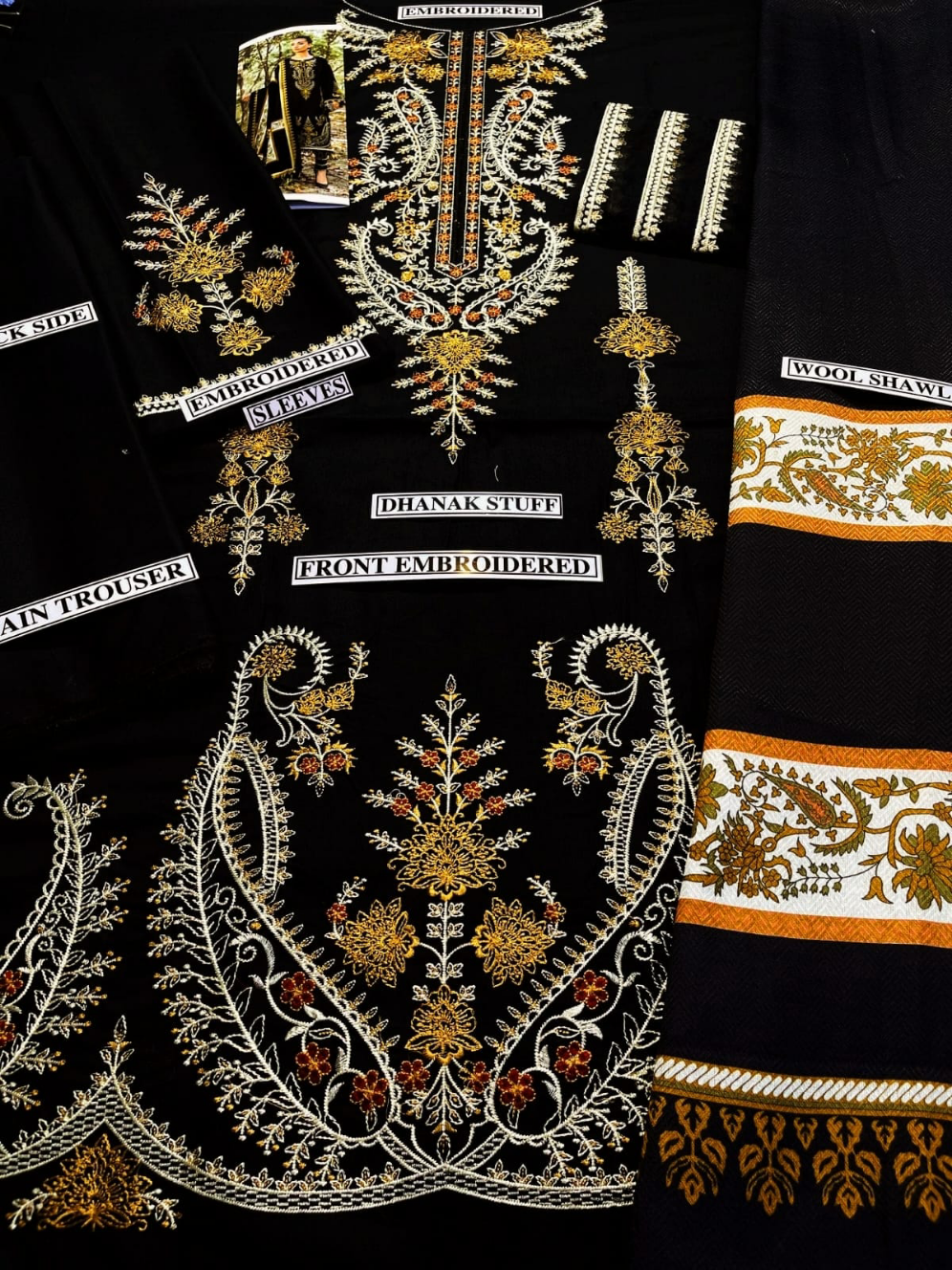 Maria.B D # 110- 02| 3PC Luxury Dhanak | printed wool Shawl