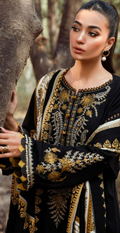 Maria.B D # 110- 02| 3PC Luxury Dhanak | printed wool Shawl