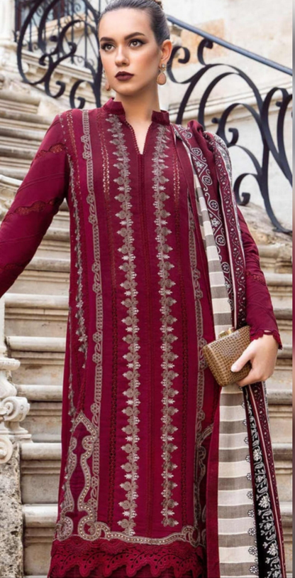 Maria.B D # 106 - 02 | 3PC Luxury Dhanak | printed wool Shawl