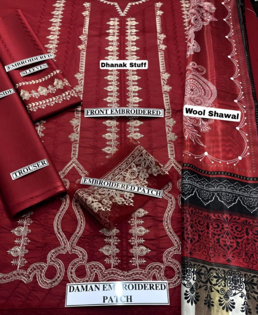 Maria.B D # 106 - 02 | 3PC Luxury Dhanak | printed wool Shawl