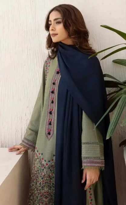 Bareza.pk| 162- 01 3PC Luxury Dhanak | Dhanak wool Shawl