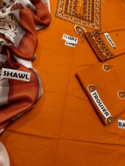 Urge D # 225 - 02B | 3pc Heavy Dhanak with Digital Printed Wool Shawl