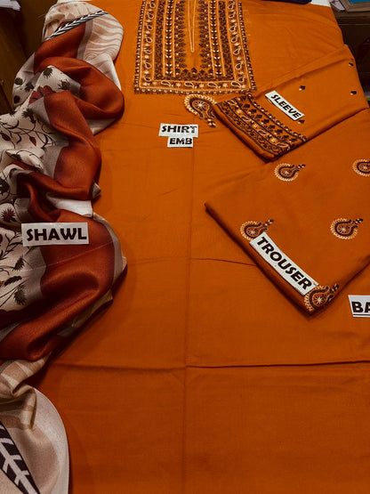 Urge D # 225 - 02B | 3pc Heavy Dhanak with Digital Printed Wool Shawl