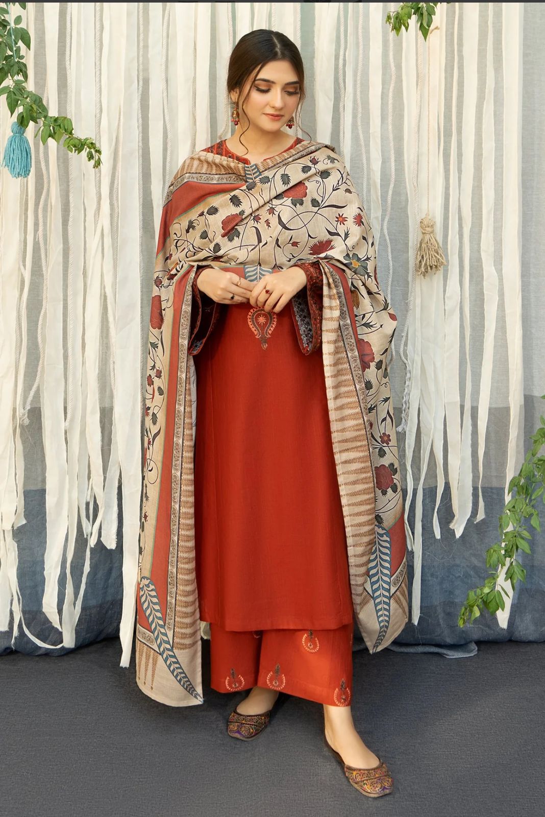 Urge D # 225 - 02B | 3pc Heavy Dhanak with Digital Printed Wool Shawl
