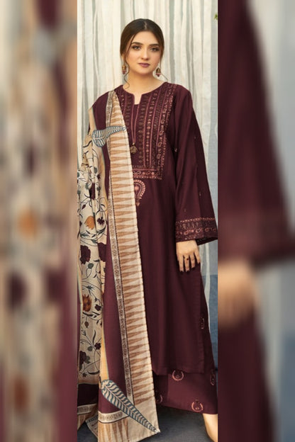 Urge D # 225 - 03 | 3pc Heavy Dhanak with Digital Printed Shawl