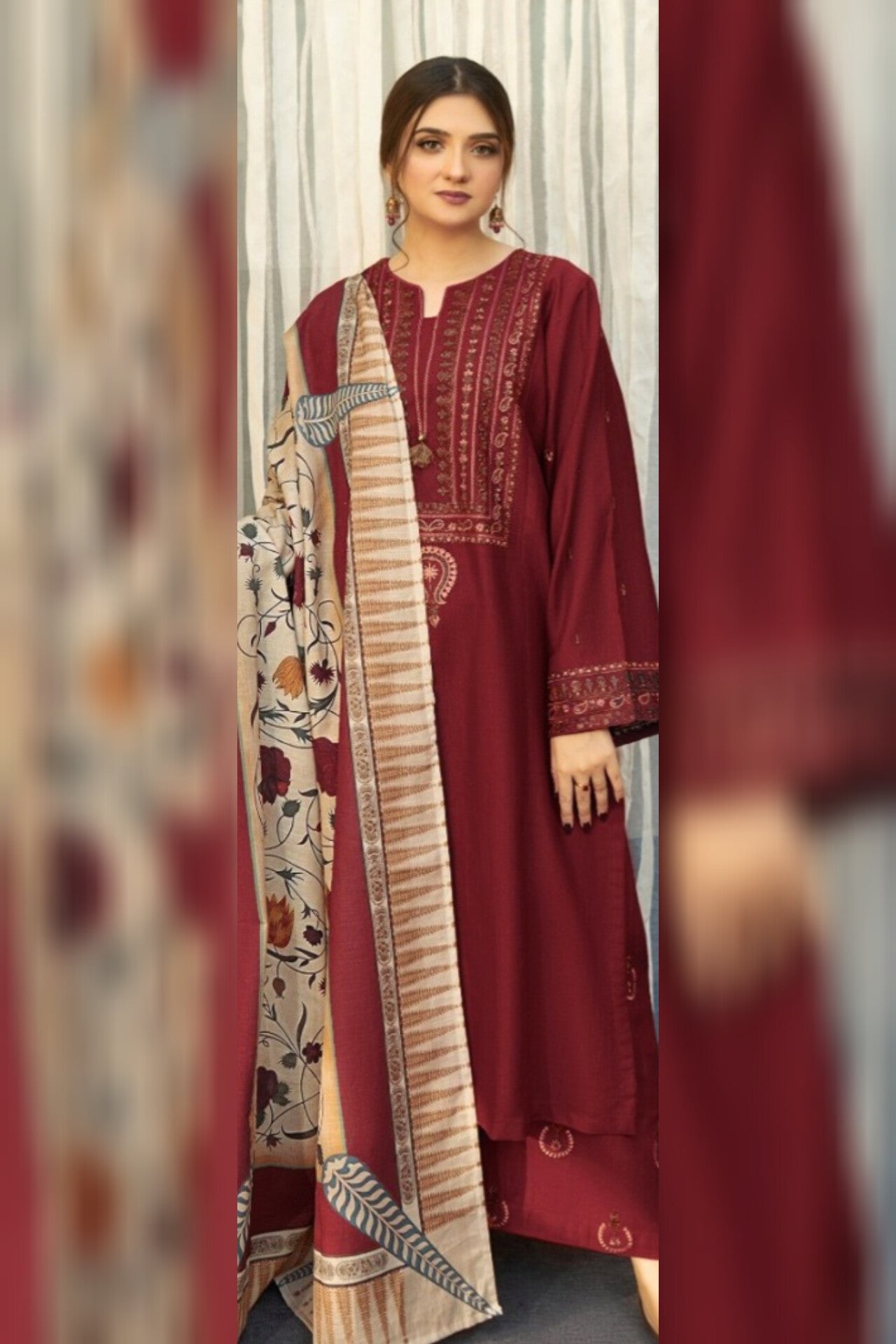 Urge D # 225 - 04 | 3pc Heavy Dhanak with Digital Printed Shawl