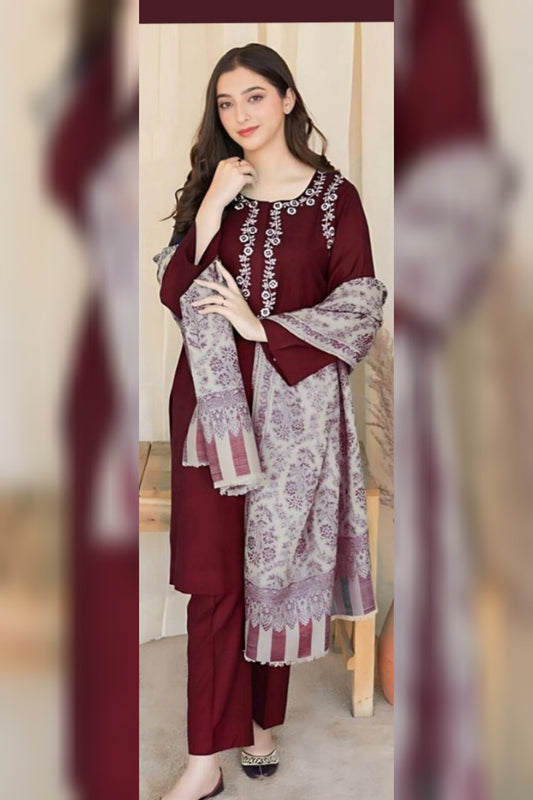 Aisling D # 22 - 11 | 3pc Dhanak with Printed Shawl