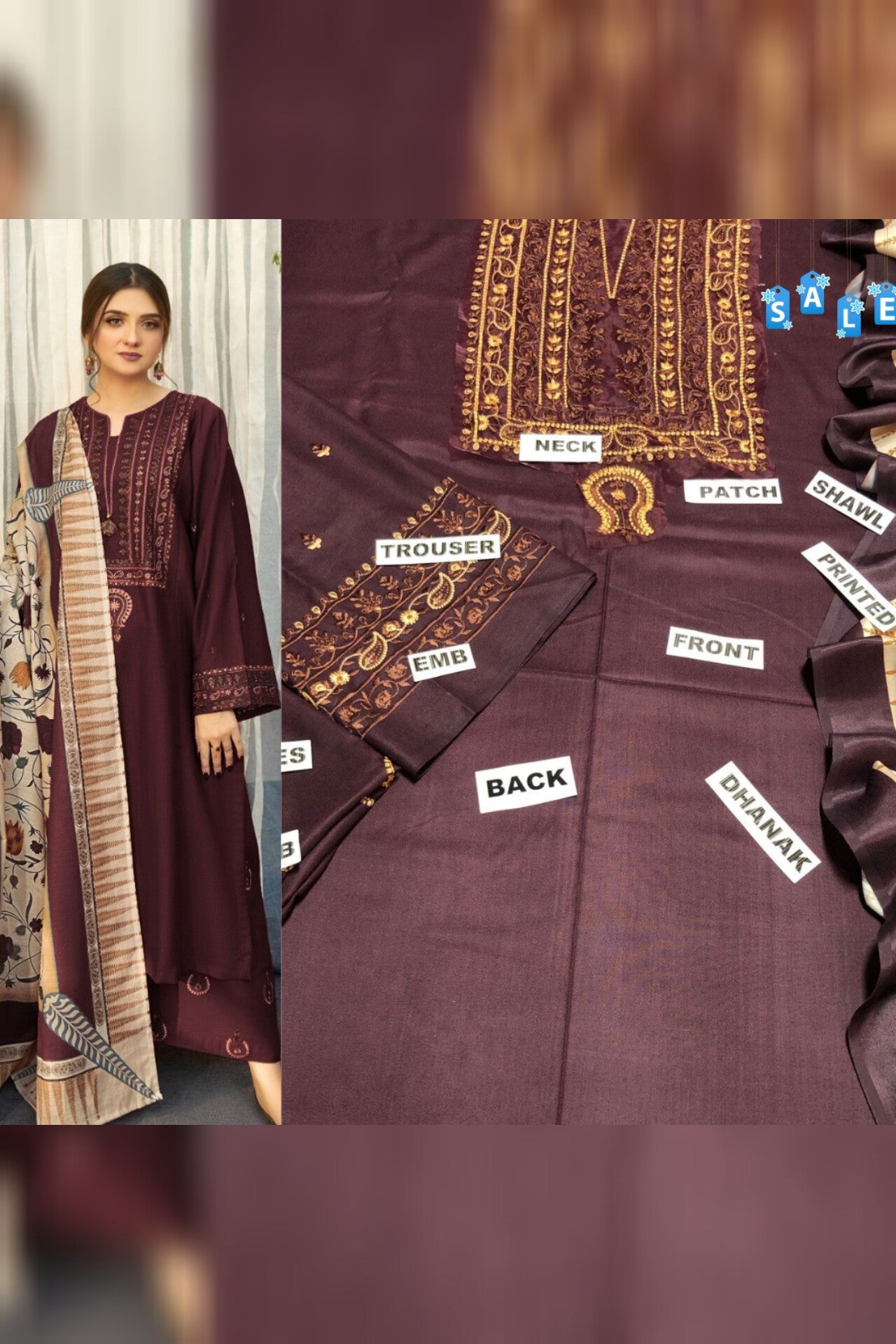 Urge D # 225 - 03 | 3pc Heavy Dhanak with Digital Printed Shawl
