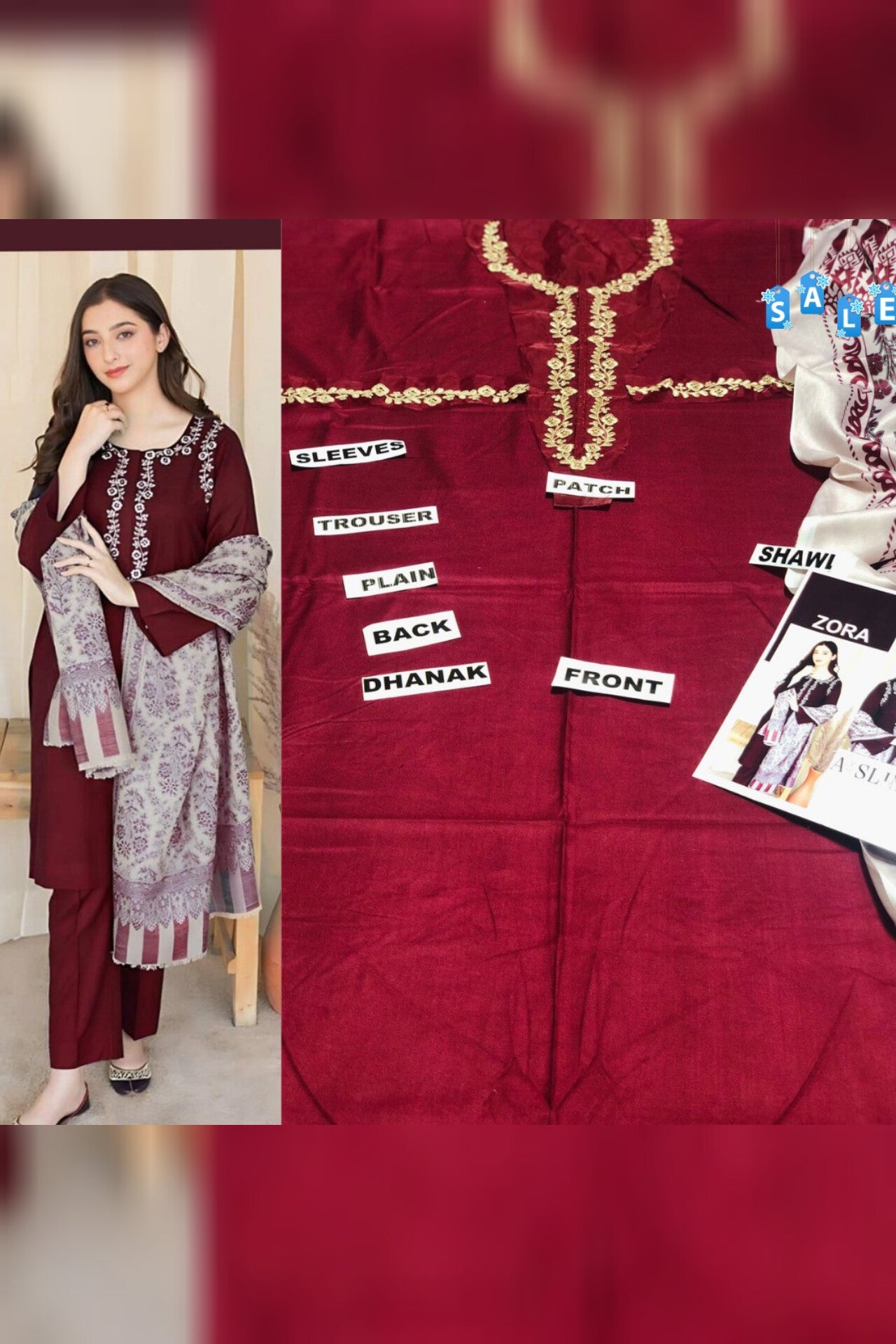 Aisling D # 22 - 11 | 3pc Dhanak with Printed Shawl