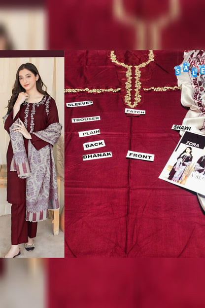 Aisling D # 22 - 11 | 3pc Dhanak with Printed Shawl