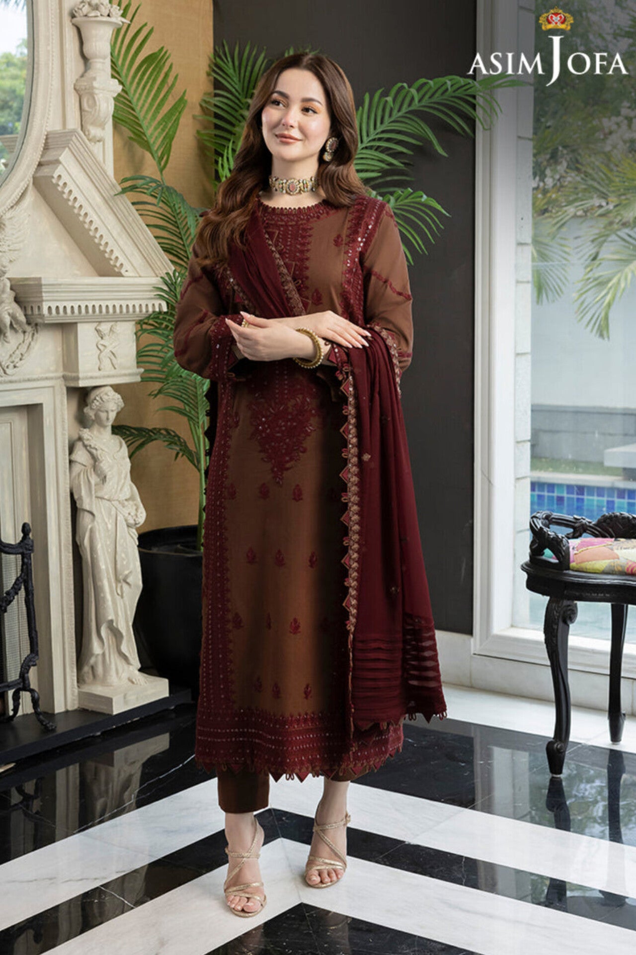 Asim Jofa D # 209 - 01 | 3PC Luxury Lawn | Sequence Embroidered Crinkle Chiffon Duppata