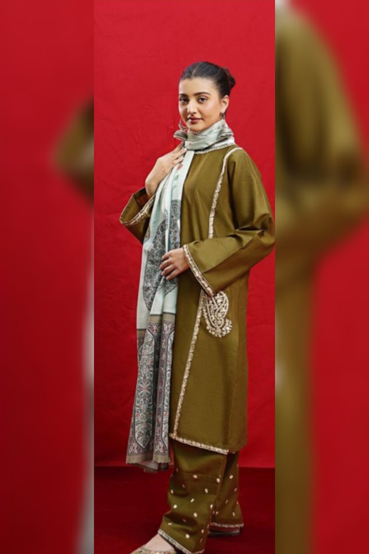 Urge D # 18 - 01 | 3PC Luxury Dhanak | Culture wool Print shawl