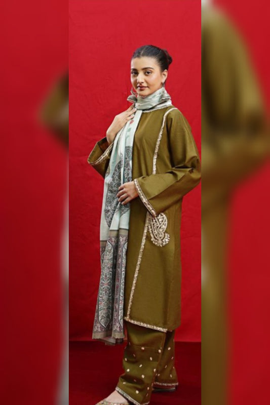 Urge D # 18 - 01 | 3PC Luxury Dhanak | Culture wool Print shawl