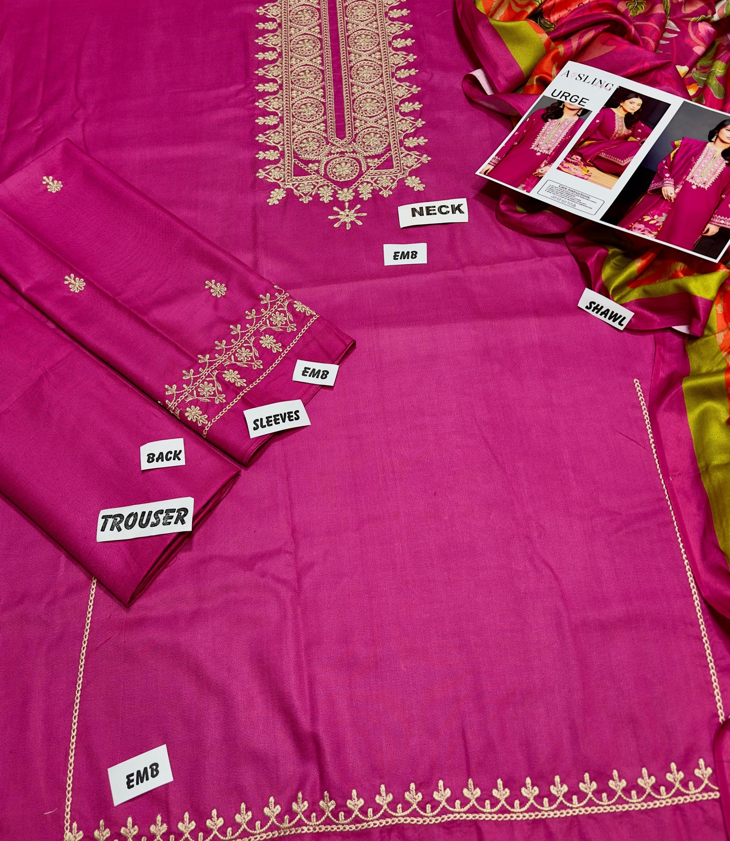 Urge D # 214 - 01 | 3PC Luxury Dhanak| Digital Printed Twill Pashmina shawl