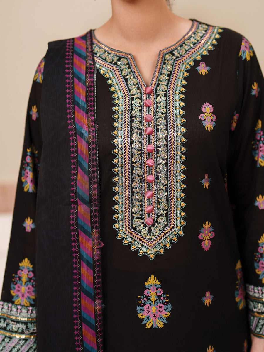 Garnet D # 208 - 01 | 3PC Luxury Dhanak | Digital Wool Shawl