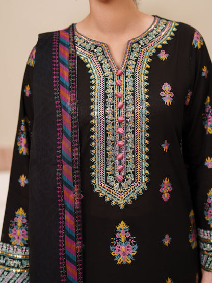 Garnet D # 208 - 01 | 3PC Luxury Dhanak | Digital Wool Shawl