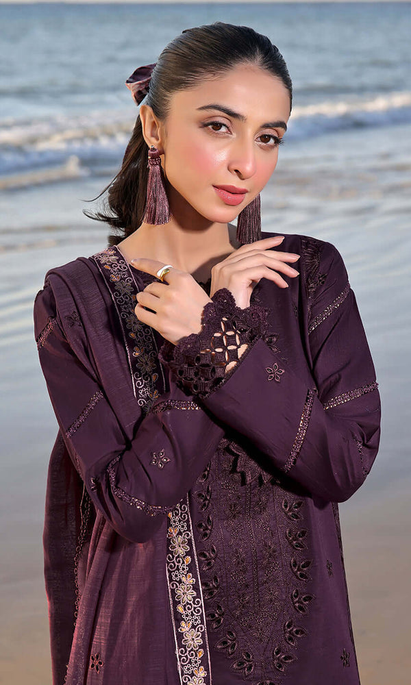 IZNIC# 153 - 01| 3PC Luxury Dhanak |Embroidered Dhanank Shawl