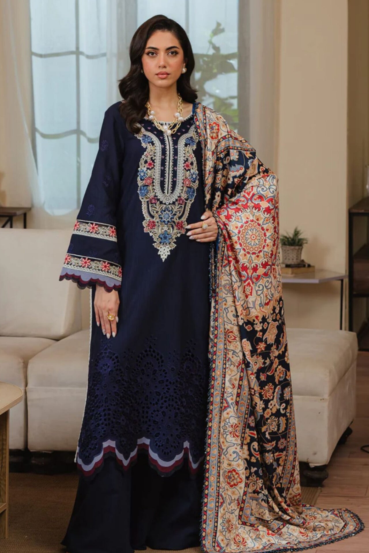 STELLA D#143- 1|3PC Dhanak|Digital printed Twill pashmina wool shawl