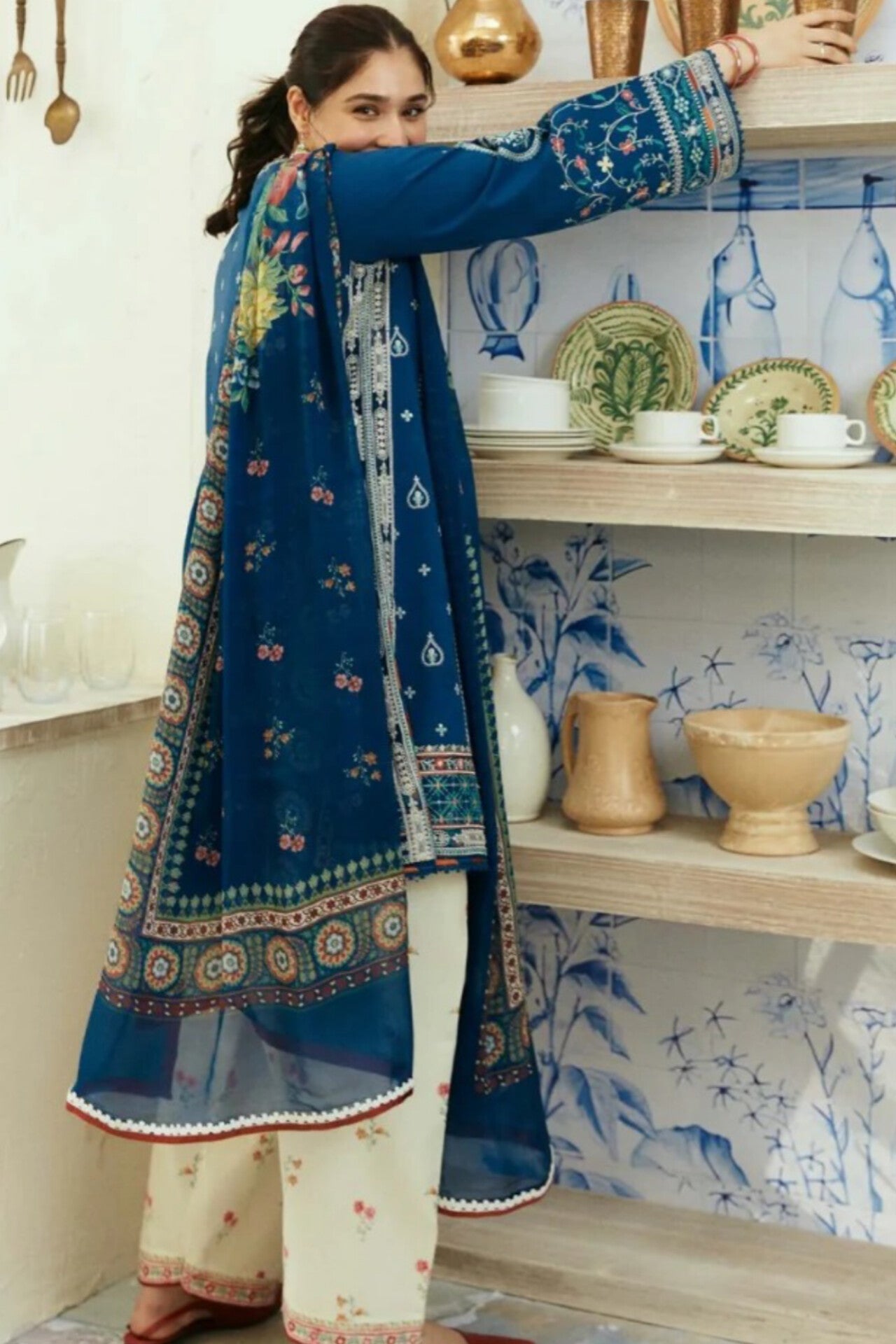 Coco by zara shah D#142- 1|3PC Dhanak|Digital printed Twill pashmina wool shawl