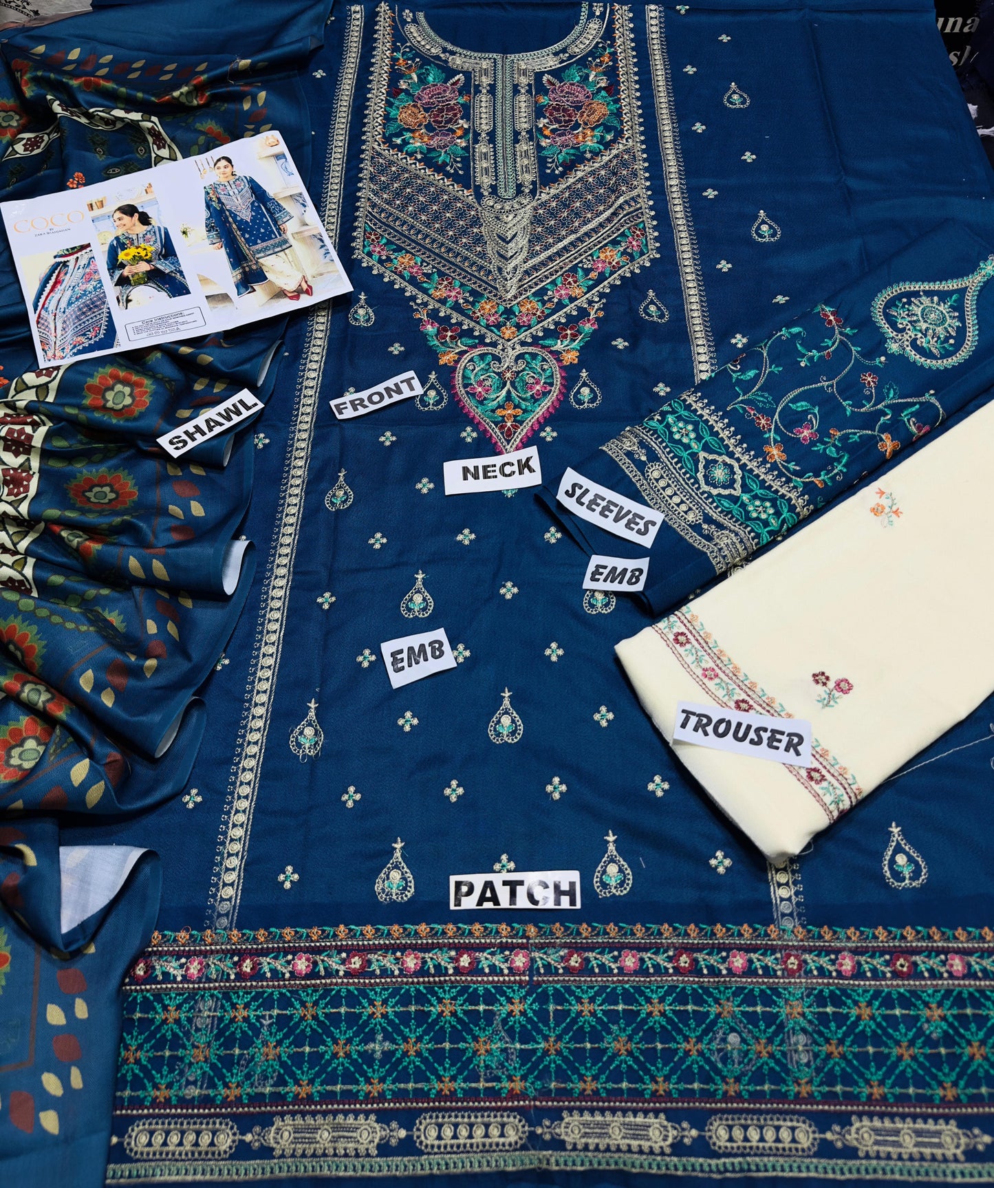 Coco by zara shah D#142- 1|3PC Dhanak|Digital printed Twill pashmina wool shawl