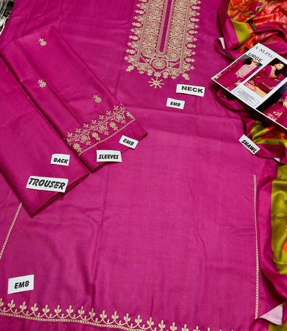 Urge D # 214 - 01 | 3PC Luxury Dhanak| Digital Printed Twill Pashmina shawl