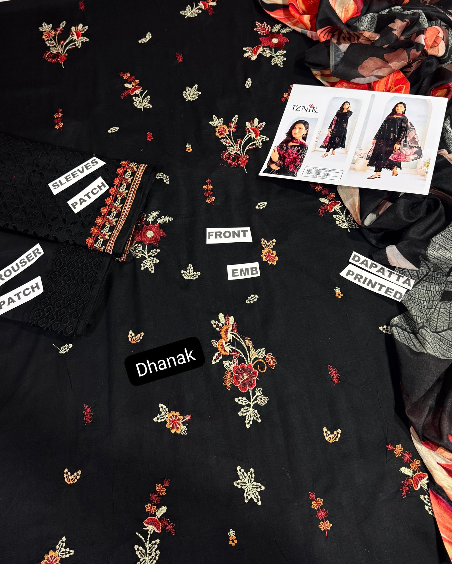 Iznik D # 176 - 01 | 3PC Luxury Dhanak |  Digital Printed Twill Pashmina Wool Shawl