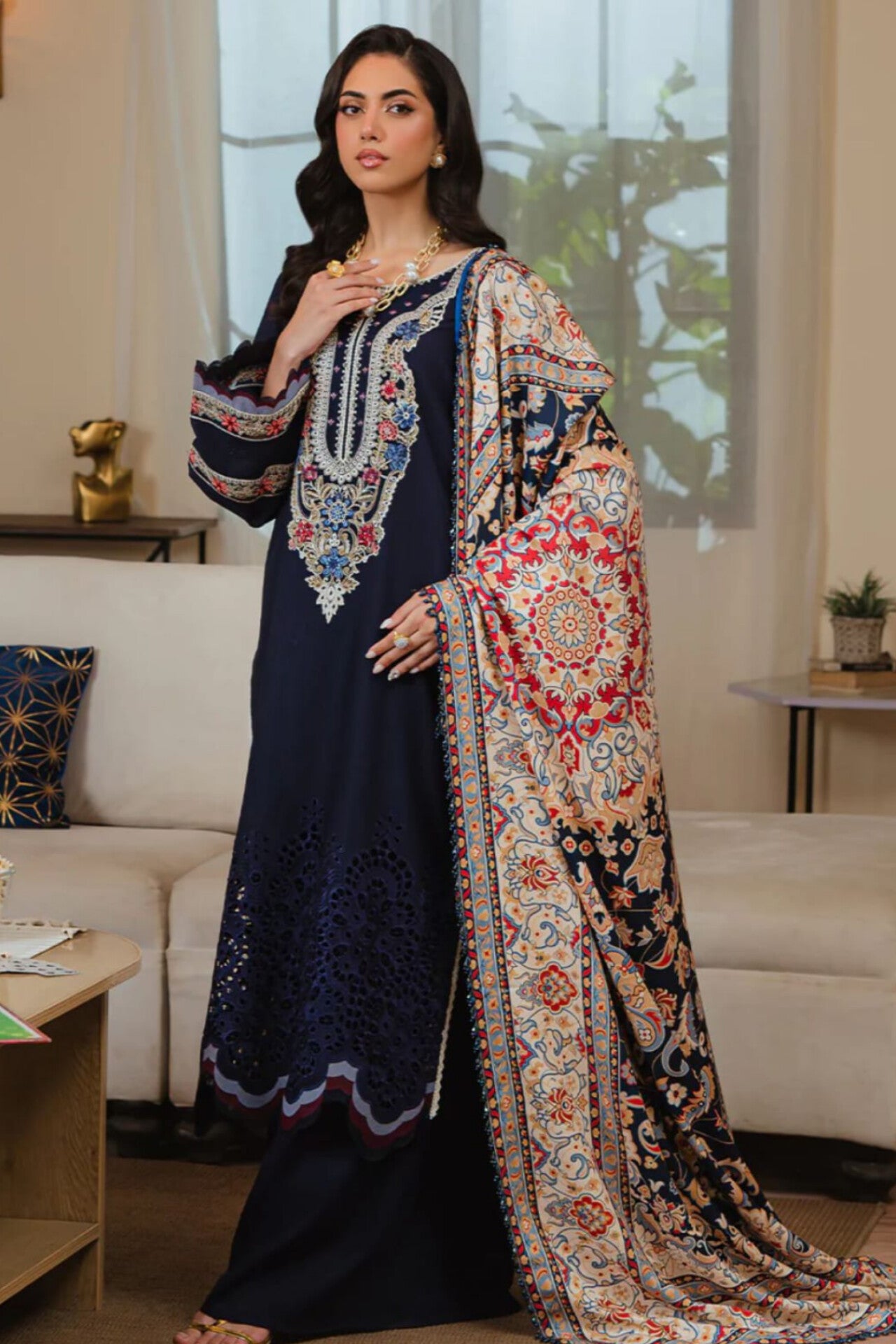 STELLA D#143- 1|3PC Dhanak|Digital printed Twill pashmina wool shawl