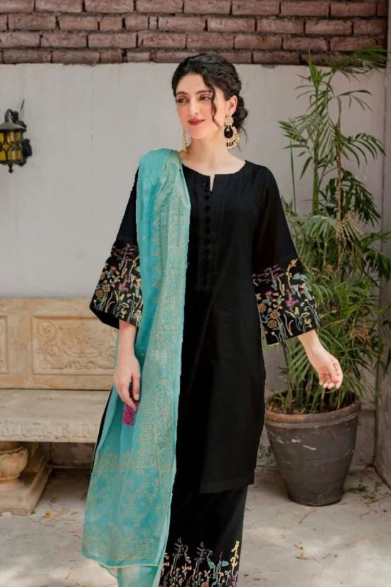 Aisling D # 275 - 02 | 3PC Luxury Dhanak | Couture Wool Print Shawl