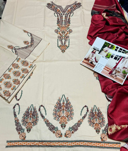 Jazmin D # 97 - 01 | 3PC Luxury Dhanak | Digital Printed Twill Pashmina Wool Shawl