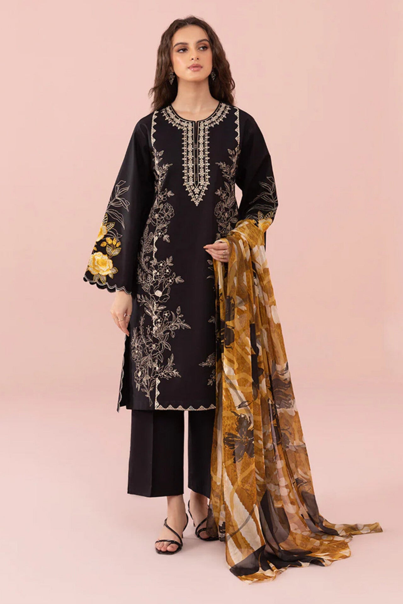 Sapphire D # 183- 01 | 3PC Luxury Dhanak | Printed Wool Shawl