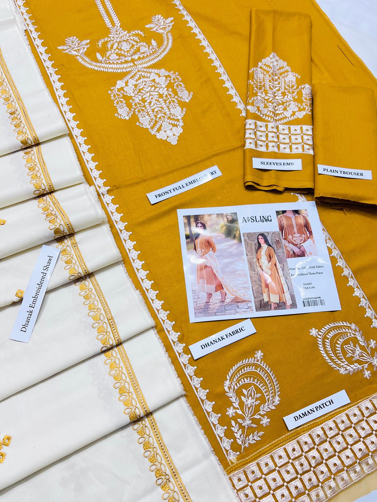 Libaas by umar nawaz D # 128- 01| 3PC Luxury Dhanak | Dhanak embroidered wool shawl