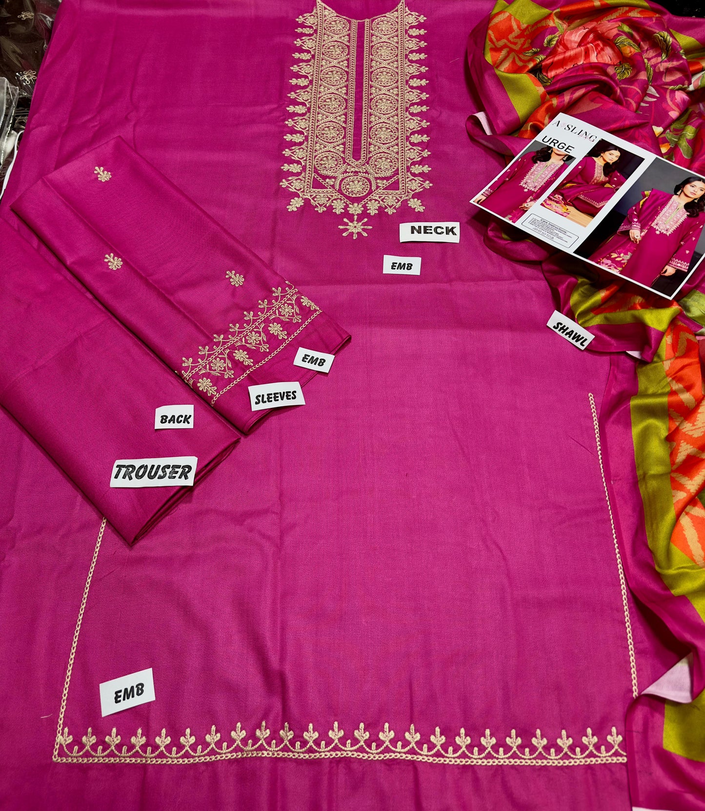 Urge D # 214 - 01 | 3PC Luxury Dhanak| Digital Printed Twill Pashmina shawl