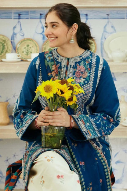 Coco by zara shah D#142- 1|3PC Dhanak|Digital printed Twill pashmina wool shawl