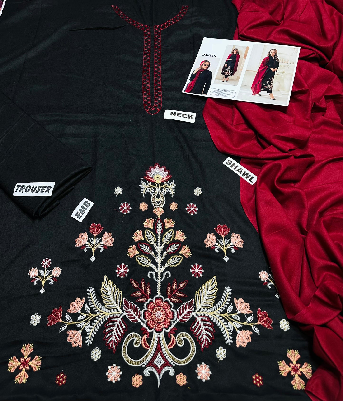 JAZMIN | 165- 01 3PC Luxury Dhanak| plain dhanak shawl