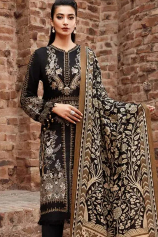 Maria.B D # 108 - 02| 3PC Luxury Dhanak | printed wool Shawl