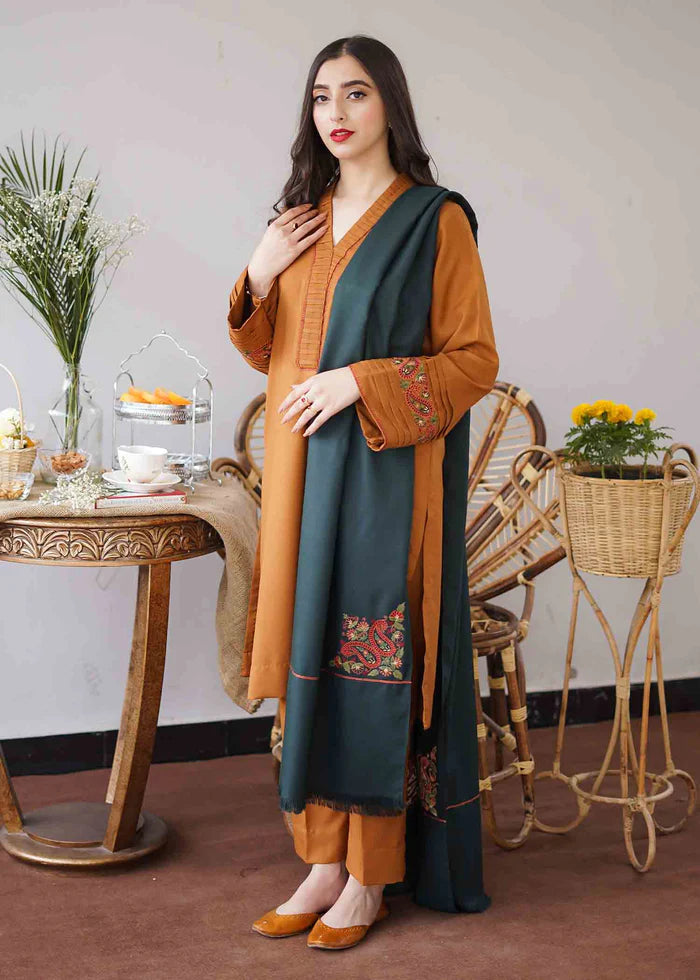 Aisling D # 03 - 01 | 3PC Luxury Dhanak | Couture Wool Embroidered Shawl