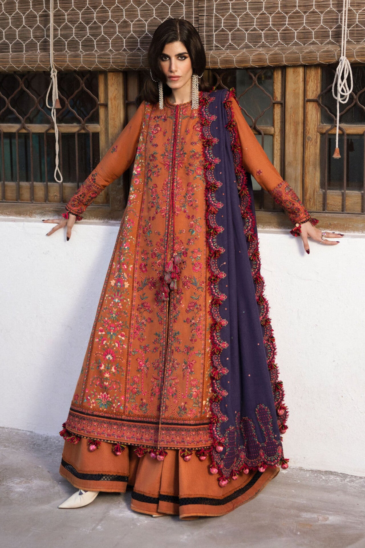 Hussain Rehar D # 172- 01 | 3PC Luxury Dhanak | Dhanak Embroidered Shawl